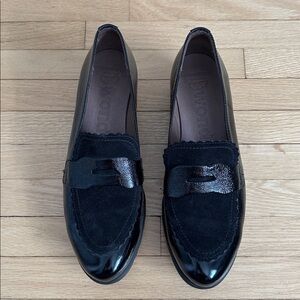 Wonders Black Patent & Suede Loafer Flats